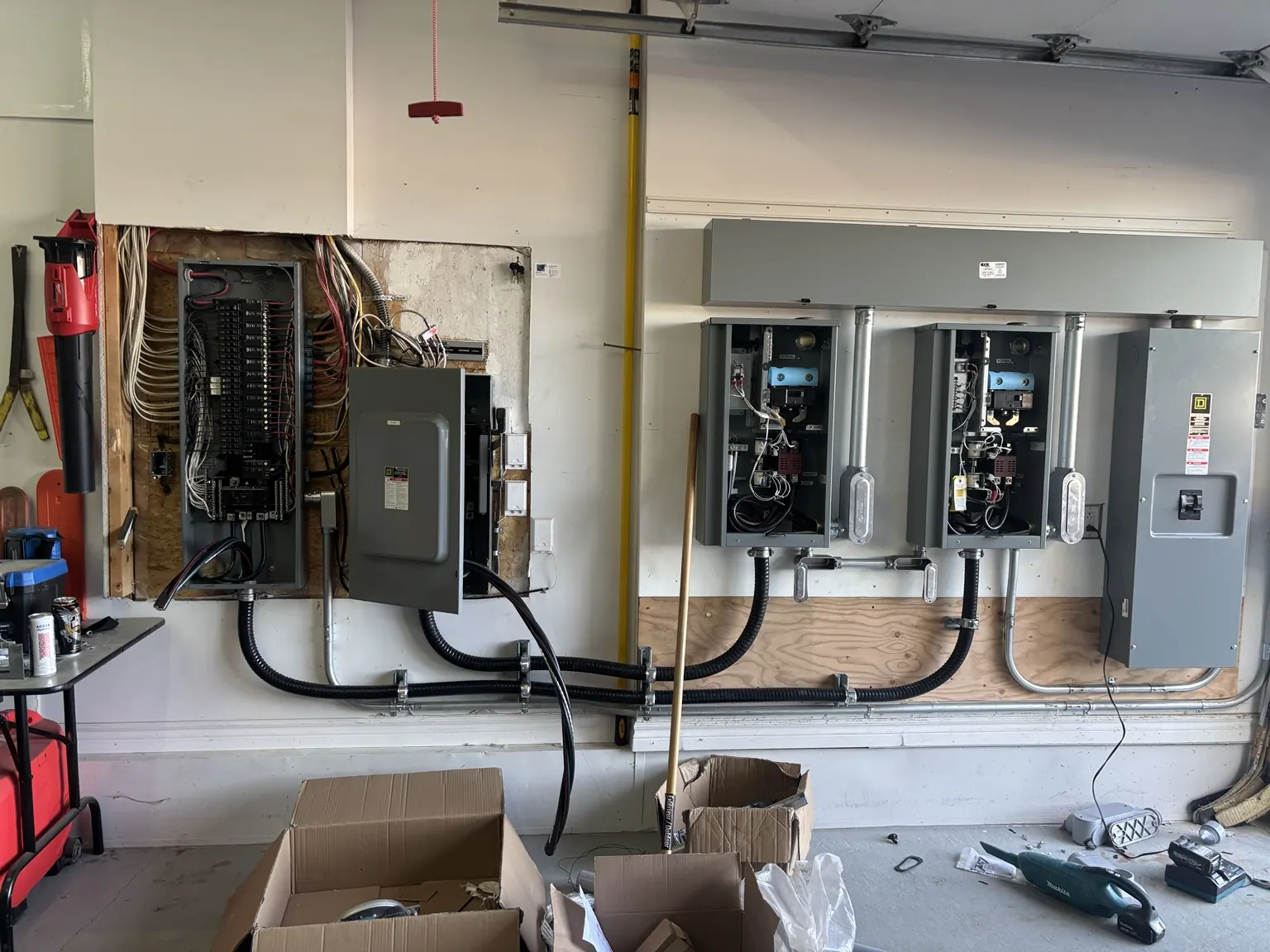 Electrical panels and transfer equipment installed at a customer site