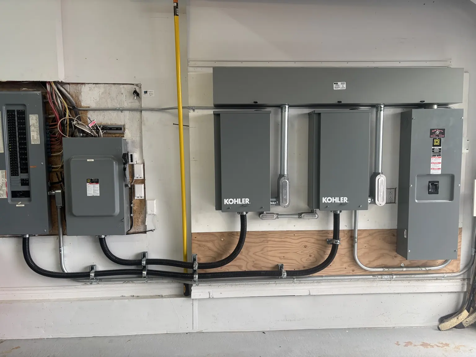 Transfer panels installed inside a building